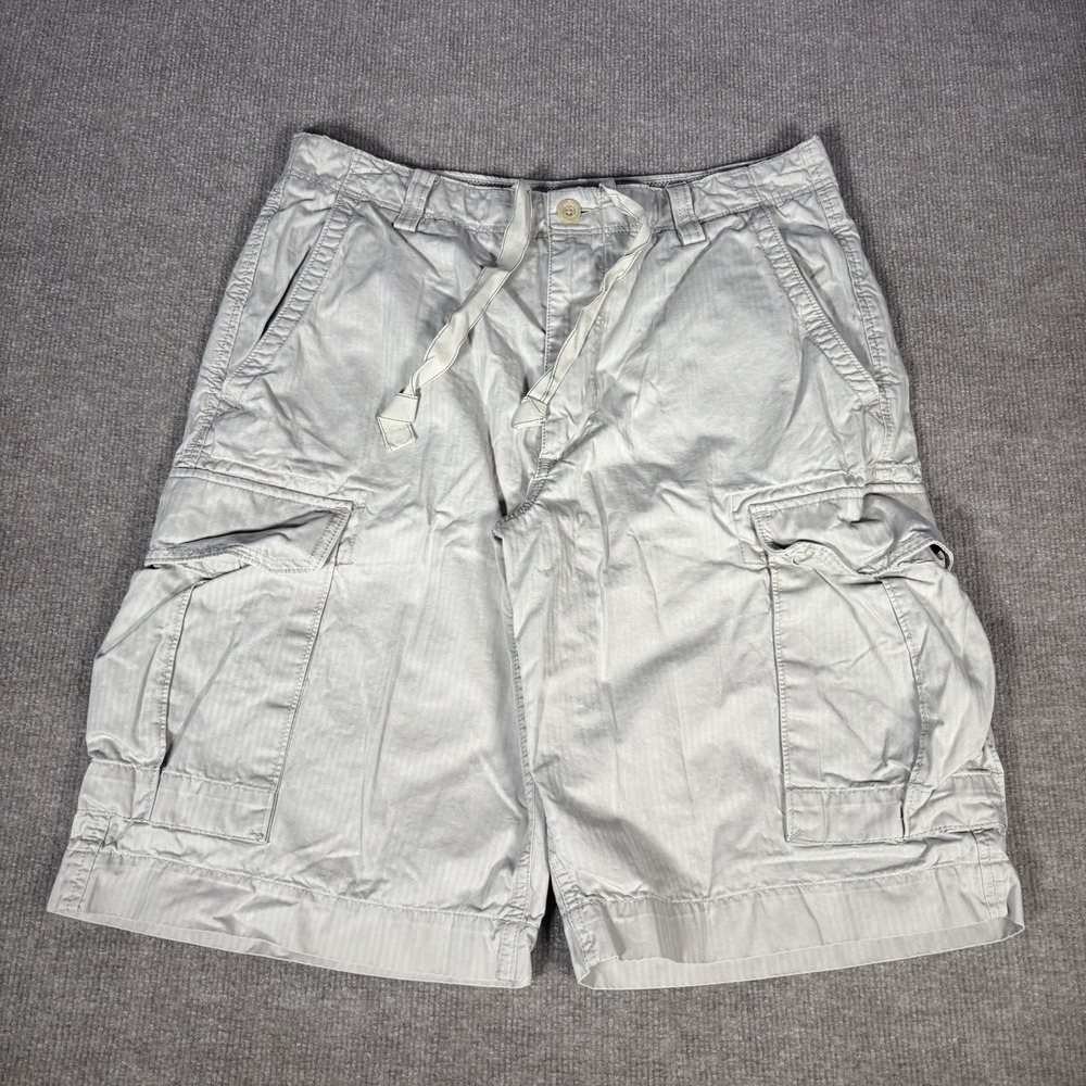 Banana Republic Cargo Shorts‎ Mens 33 Ivory Cotton Drawstring Baggy Heavy Y2K